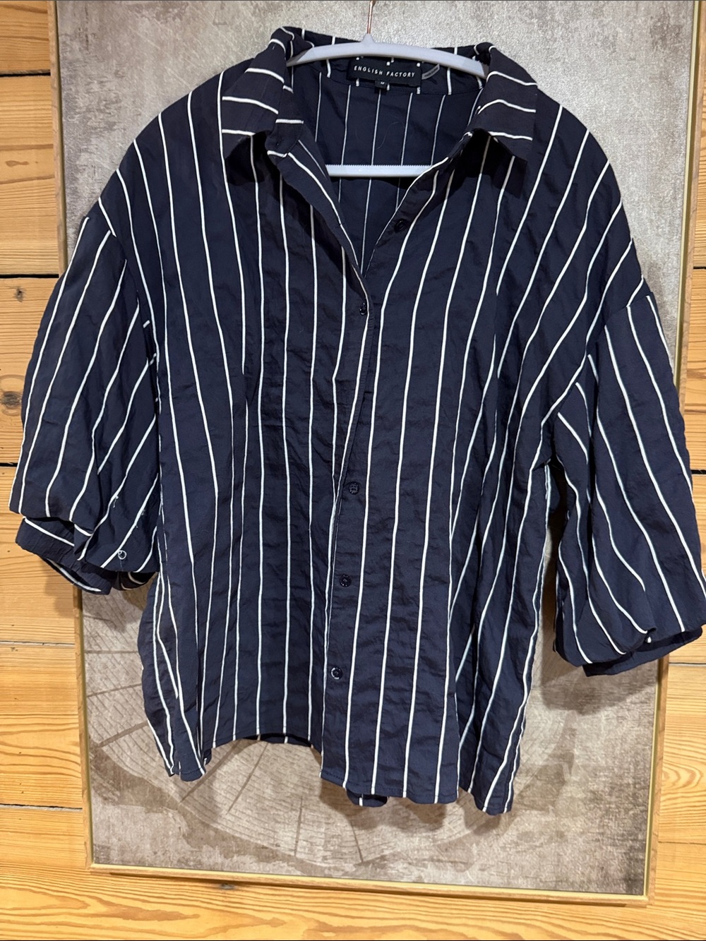 English Factory striped shirt - worn once - navy and white with balloon sleeves